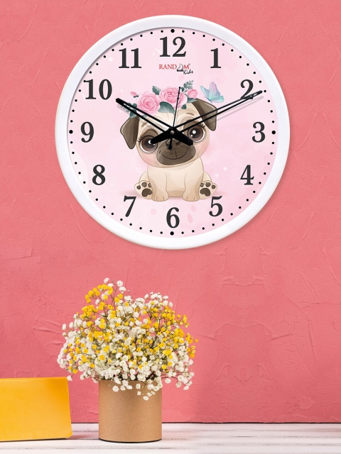 

Random White & Pink Round Pug Print Analogue Wall Clock with Glass