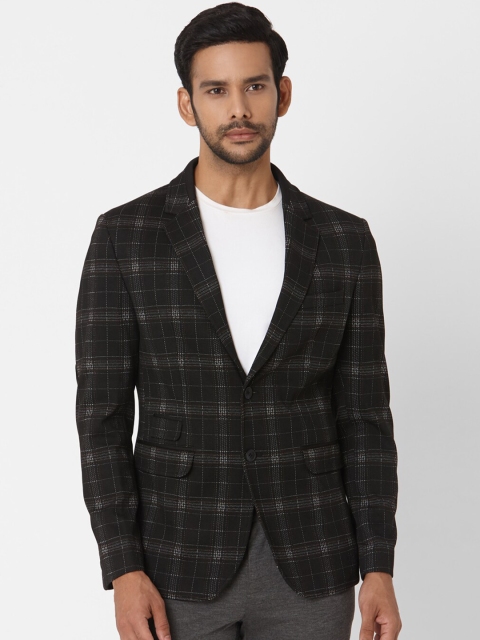 

Mufti Men Black & Grey Checked Single Breasted Blazer
