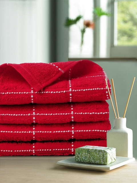 

Trident Pack Of 4 Red Striped 450 GSM Dusk & Dawn Hand Towels