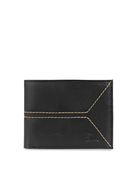 

Pacific Gold Men Black Textured Two Fold Faux Leather Wallet
