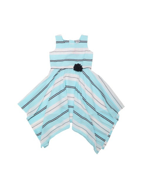 

Doodle Girls Blue Striped Fit and Flare Dress