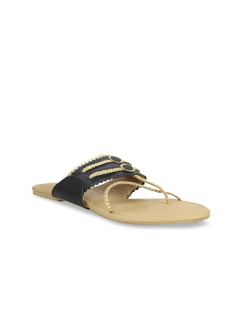 

Inc 5 Women Black & Gold-Toned One Toe Flats