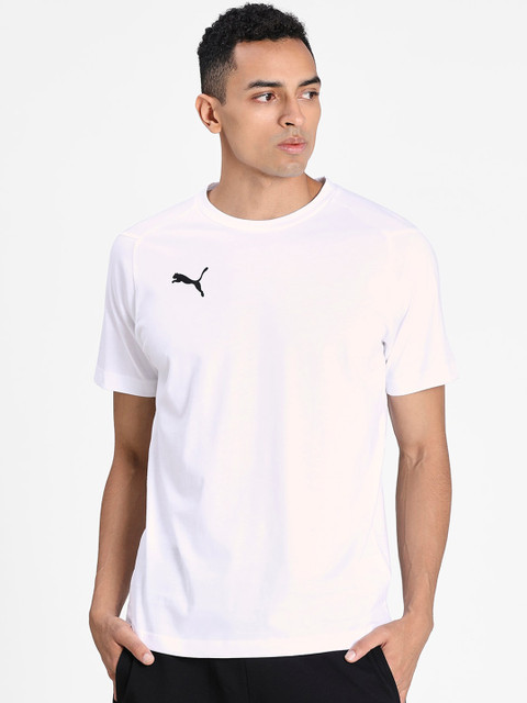 

Puma Men White Solid Round Neck Pure Cotton T-shirt