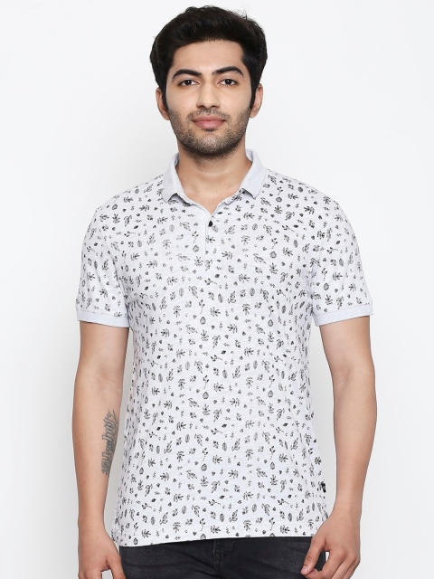 

Mufti Men Grey Melange Printed Polo Collar T-shirt