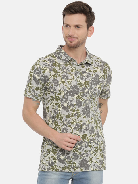 

Classic Polo Men Grey Printed Polo Collar T-shirt