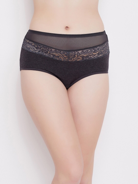 

Clovia Women Grey Solid Lace Hipster Briefs-PN2707A05L