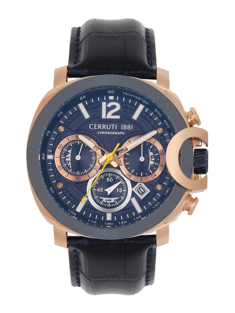 

Cerruti 1881 Men Blue & Black Chronograph Leather Watch CRA18111