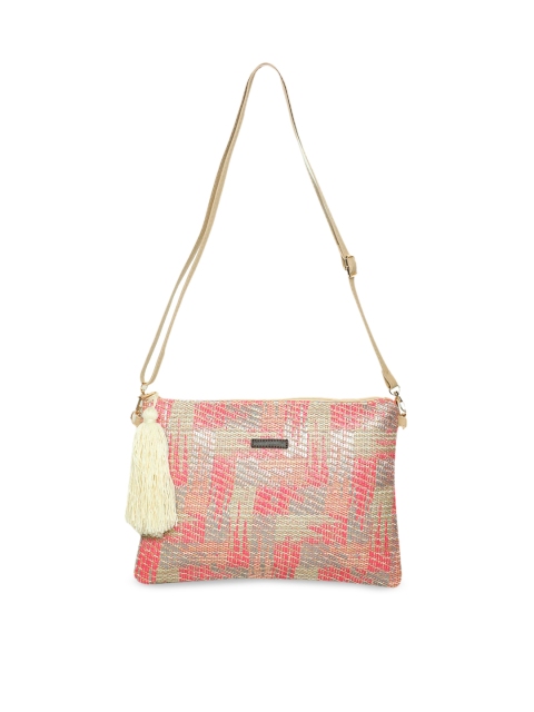 

FabSeasons Women Beige & Pink Textured Pouch