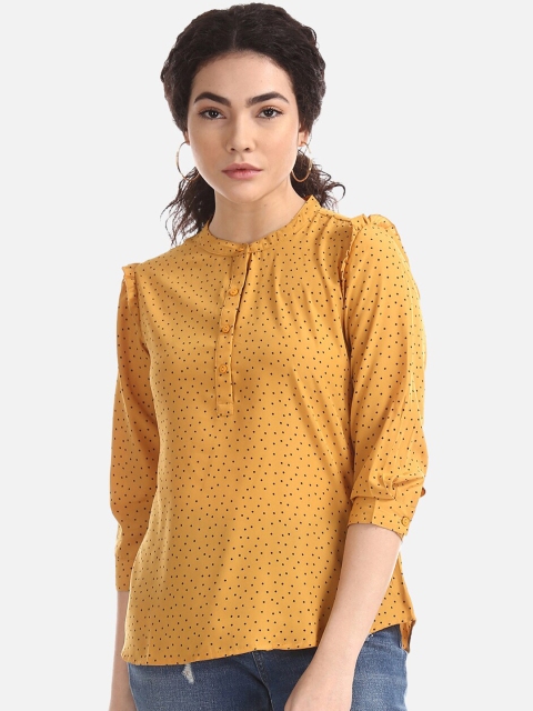 

Cherokee Women Mustard Printed Top