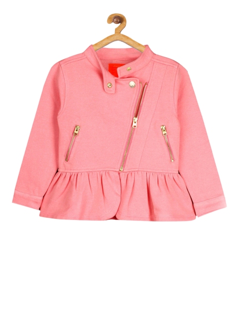 

Cherry Crumble Girls Pink Solid Tailored Jacket