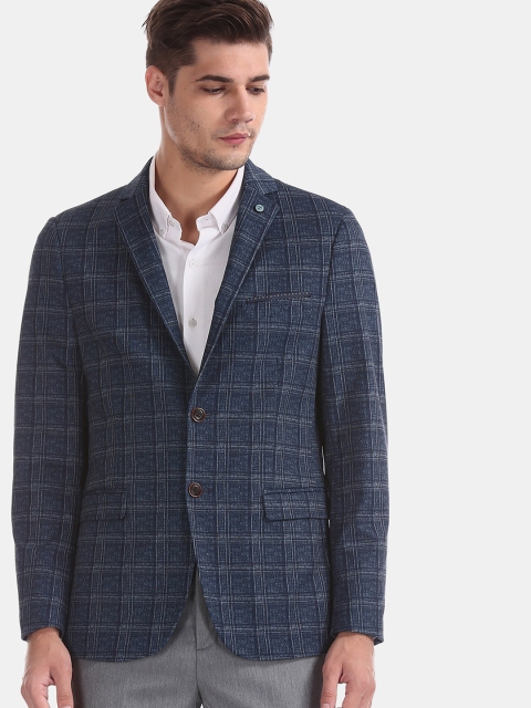 

Arrow Sport Men Blue Checked Slim-Fit Single-Breasted Casual Blazer
