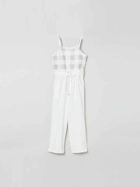 

MAX Girls White Checked Jumpsuit with Tie-Up Detail