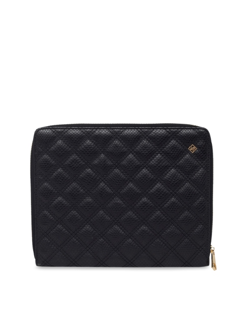 

Call It Spring Women Black Textured Zip Around Wallet