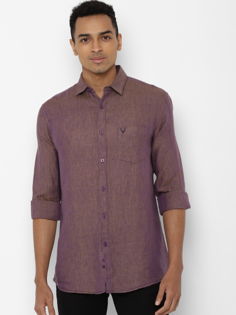 

Allen Solly Men Purple Slim Fit Solid Casual Linen Shirt