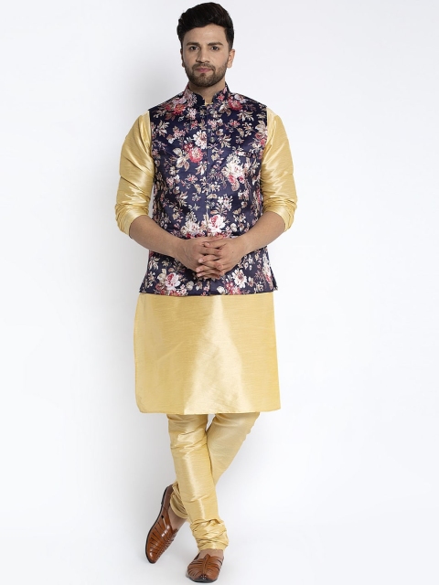 

Benstoke Men Gold-Toned Solid Kurta with Churidar