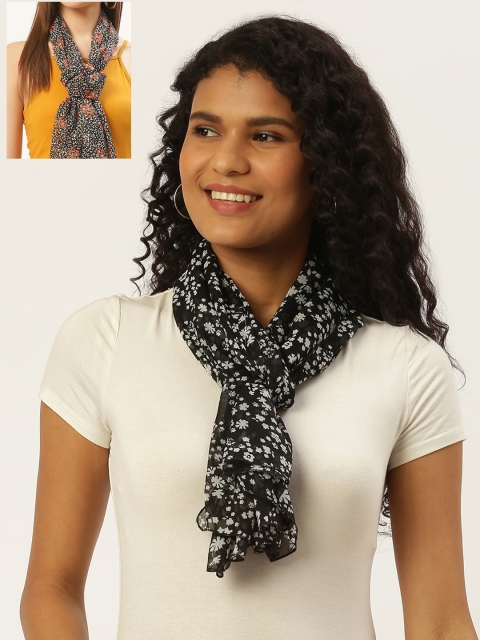 

Trend Arrest Women Pack of 2 Printed Scarves, Black