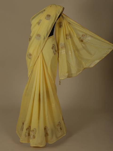 

Pothys Yellow Woven Design Jute Silk Saree