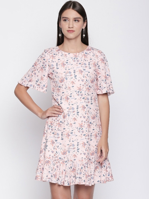 

Mesmerize Women Peach-Coloured Printed A-Line Dress