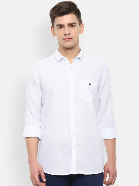 

Louis Philippe Sport Men Off-White & Blue Slim Fit Printed Casual Shirt