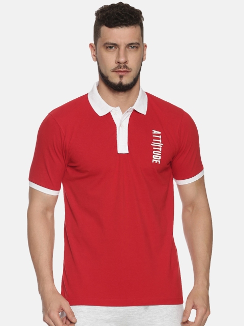 

ATTIITUDE Men Red Printed Polo Collar T-shirt