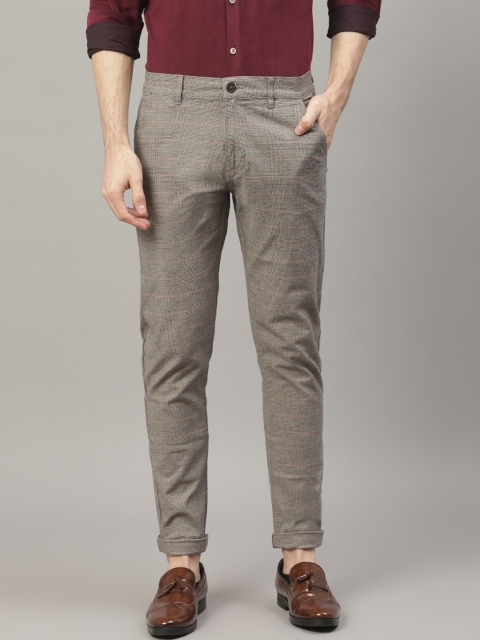 

LINDBERGH Men Brown Slim Fit Checked Regular Trousers