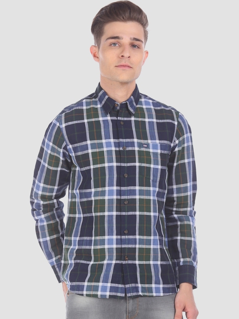 

Arrow Sport Men Blue & Green Regular Fit Checked Casual Shirt