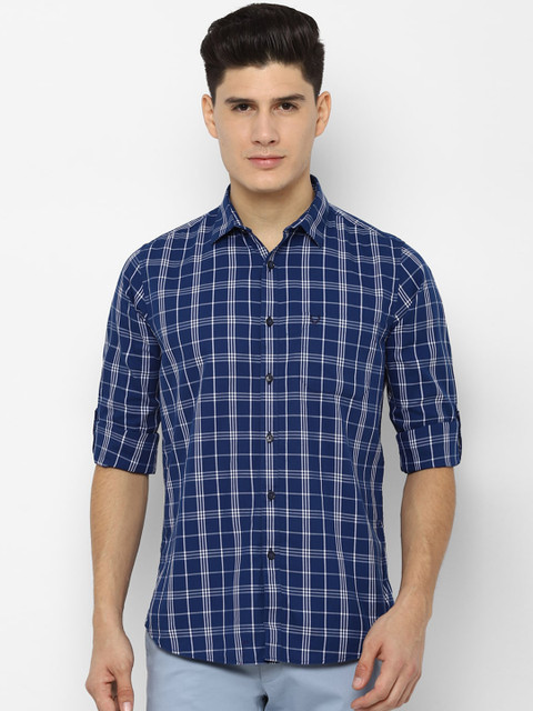 

Allen Solly Men Blue & White Slim Fit Checked Casual Shirt