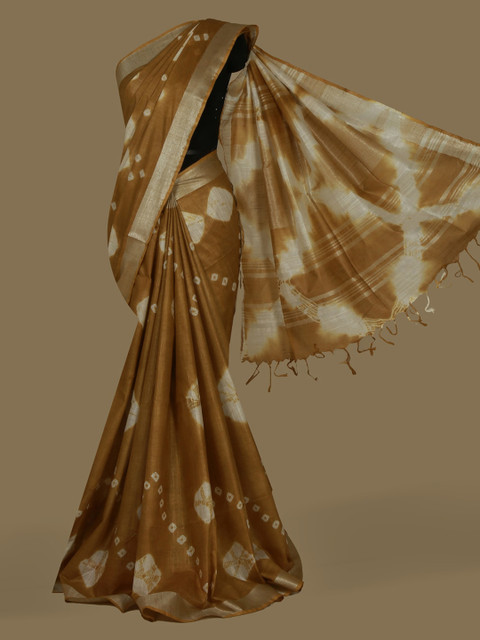 

Pothys Cream-Coloured & Brown Linen Blend Woven Design Saree