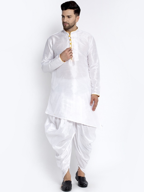 

Benstoke Men White Solid Kurta with Dhoti Pants
