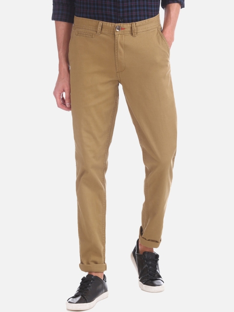 Cherokee Men Khaki Slim Fit Solid Regular Trousers