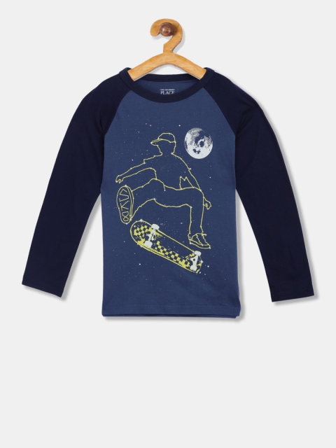 

The Childrens Place Boys Blue Printed Round Neck T-shirt