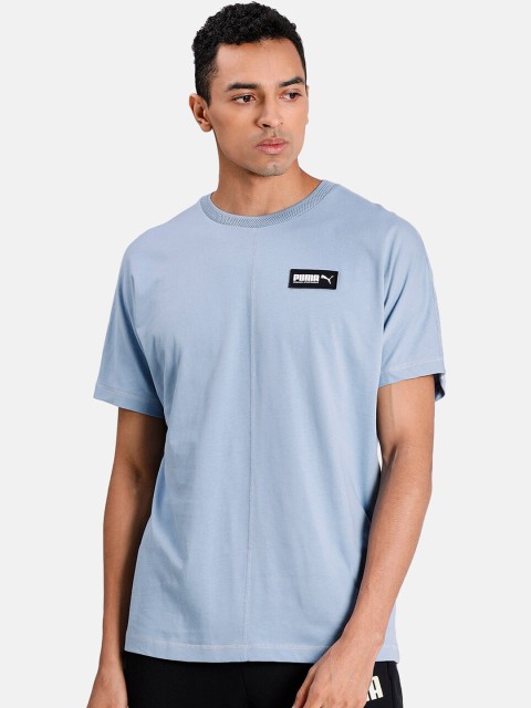 

Puma Men Blue Solid Mandarin Collar T-shirt