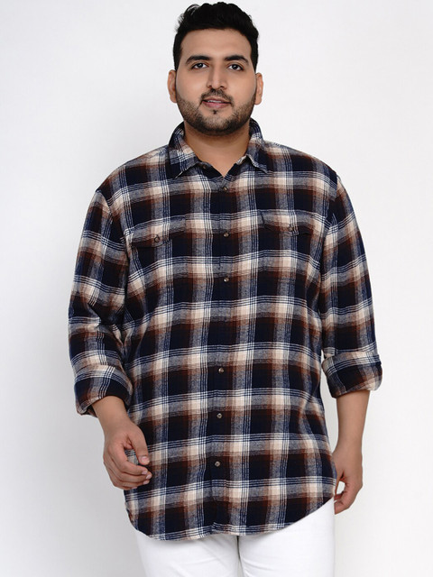 

Santonio Men Brown & White Regular Fit Checked Casual Shirt