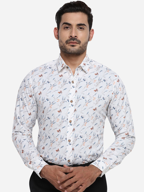 

JADE BLUE Men White & Blue Slim Fit Printed Casual Shirt