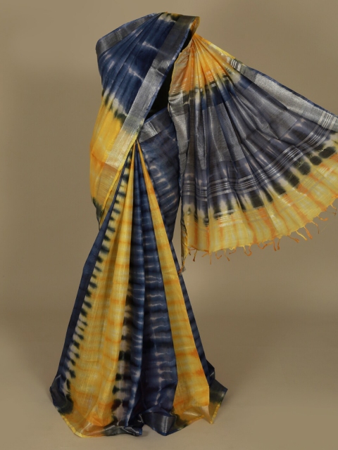 

Pothys Yellow Dyed Linen Blend Saree