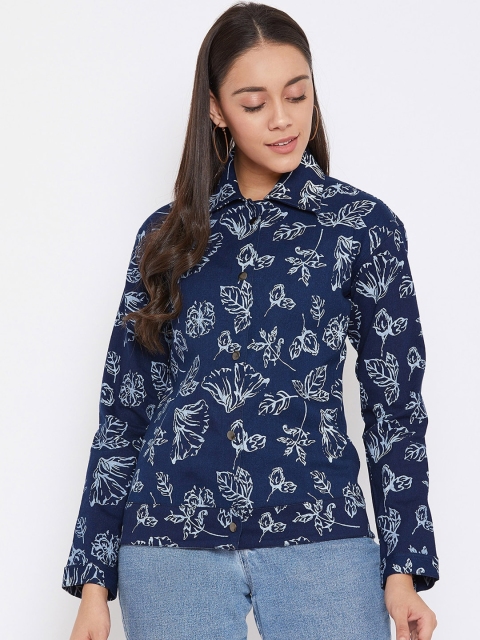 

Rider Republic Women Navy Blue Printed Denim Jacket
