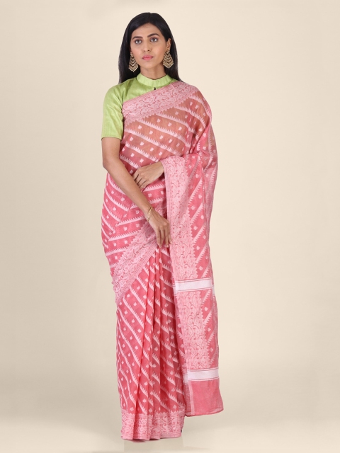 

Shruti and Mangaaysh Pink Silk Blend Woven Design Banarasi Saree
