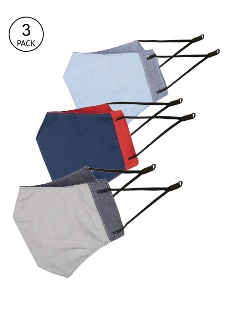 

Balista Unisex Pack Of 3 Solid 4-Ply Reusable Adjustable Anti-Dust Cloth Masks, Grey