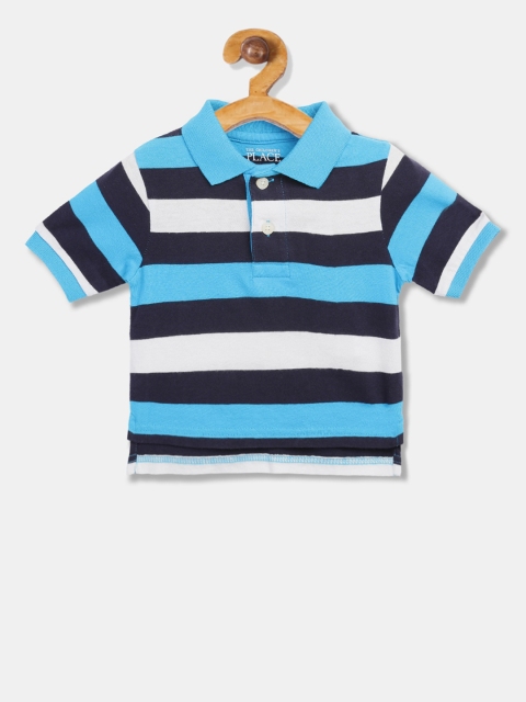 

The Childrens Place Boys Blue Striped Polo Collar T-shirt