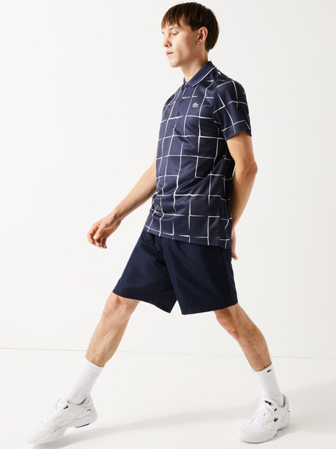 

Lacoste Men Navy Blue Printed Polo Collar T-shirt