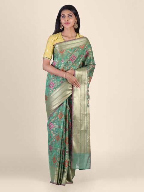 

Shruti and Mangaaysh Green Woven Design Handloom Banarasi Saree