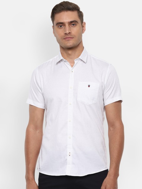 

Louis Philippe Sport Men White & Charcoal Grey Slim Fit Printed Casual Shirt