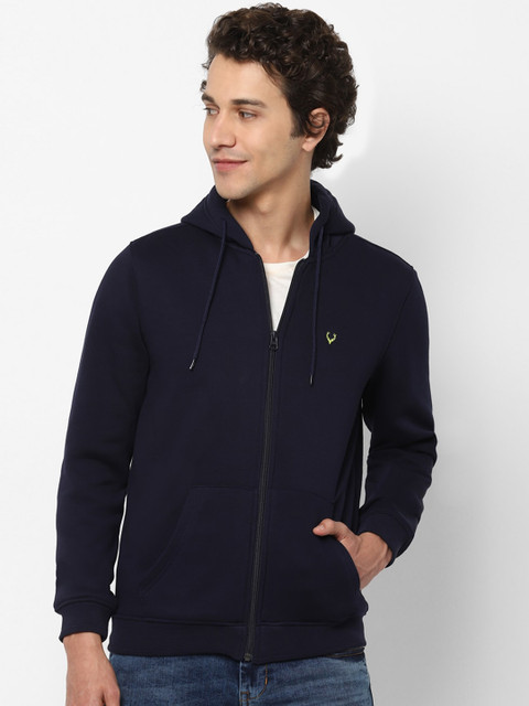 

Allen Solly Men Navy Blue Solid Hooded Sweatshirt