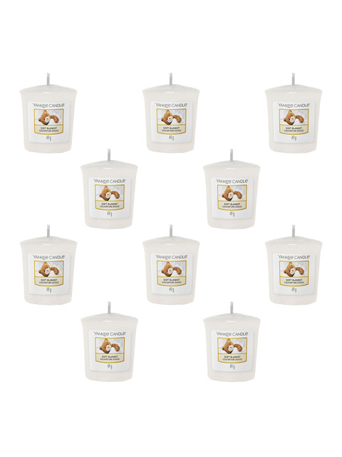 

YANKEE CANDLE Set Of 10 White Classic Votive Soft Blanket Scented Candles