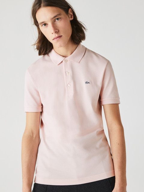 

Lacoste Men Pink Solid Polo Collar T-shirt