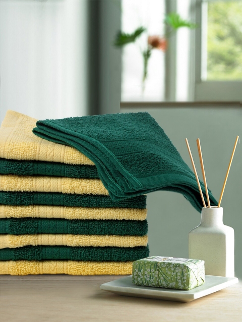 

Trident Set Of 10 Solid 400 GSM Face Towels, Green