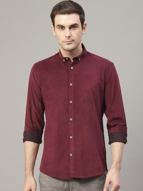 

LINDBERGH Men Burgundy Slim Fit Solid Casual Shirt