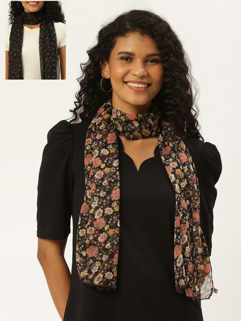 

Trend Arrest Women Pack of 2 Printed Scarves, Black