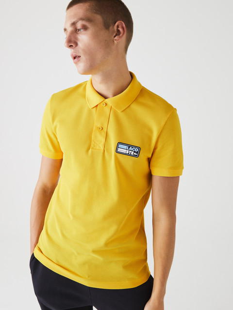 

Lacoste Men Yellow Self Design Polo Collar T-shirt
