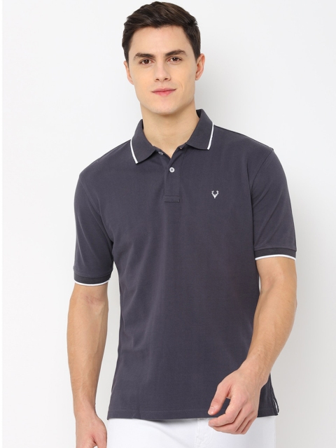 

Allen Solly Men Grey Solid Polo Collar T-shirt